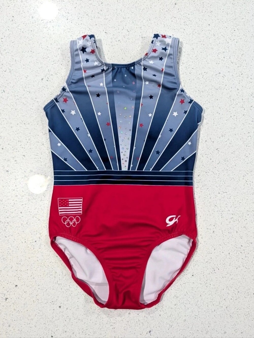 OFFICIAL TEAM USA GK Elite Child Large Gymnastics Dance Leotard OLYMPIC Replica